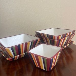 Pampered Chef Simple Additions Striped Serving Bowls